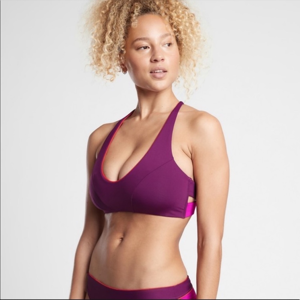 Athleta Colorblock Triangle Bikini Top D-DD Purple